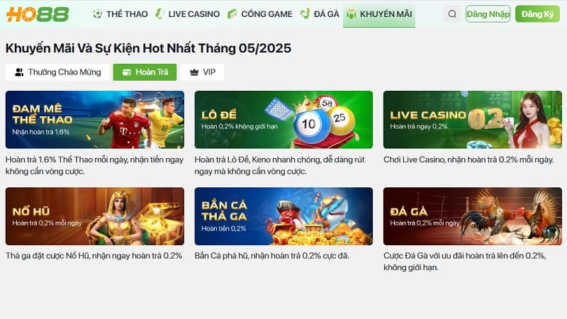 Các chương trình khuyến mãi nhà cái Ho88